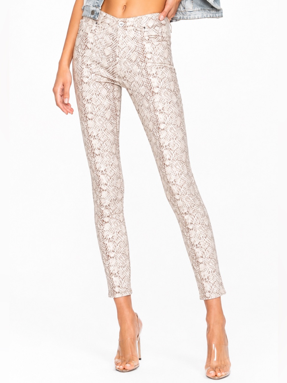 AG Prima Ankle Jeans Python Ivory Dust Size 28 Stretch Skinny Denim NWOT Y2K